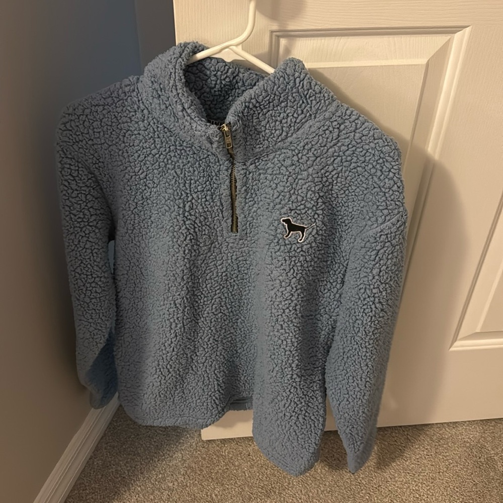 XS light blue fuzzy sweater brand PINK fleece